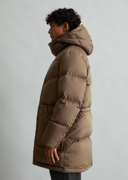 Regular-Fit Down Coat — Chocolate Fudge