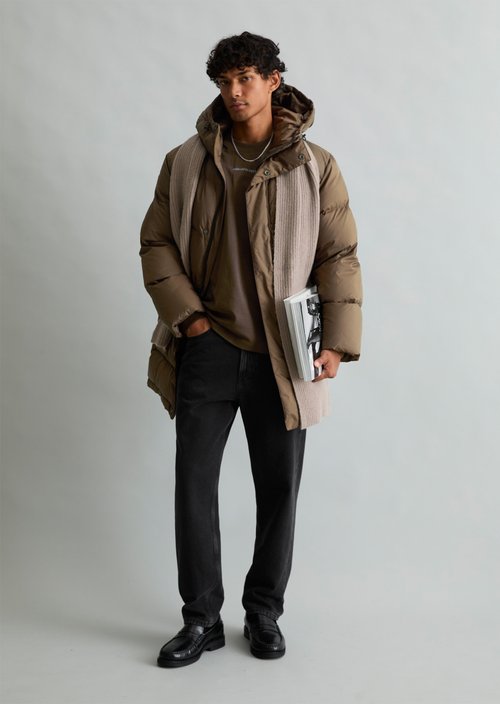 Regular-Fit Down Coat — Chocolate Fudge