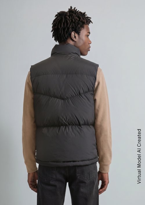 Regular-Fit Down Vest — Black