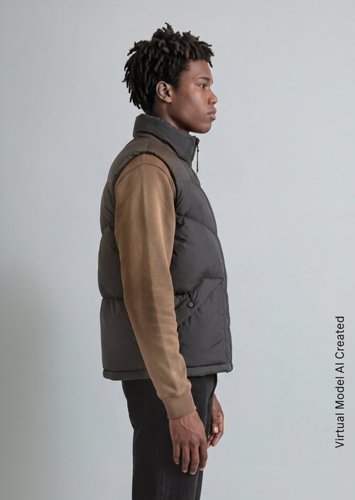 Regular-Fit Down Vest — Black