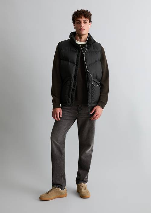 Regular-Fit Down Vest Black in front view