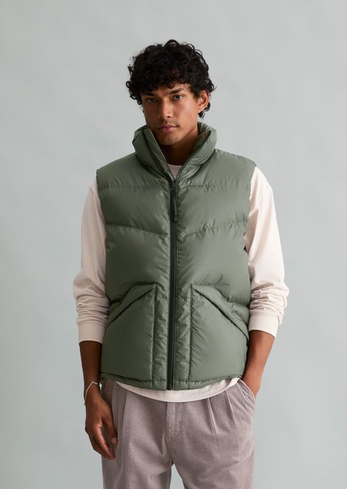 Regular-Fit Down Vest — Green Jasper