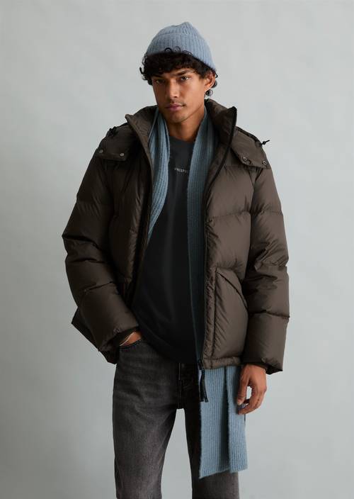 Regular-Fit Down Jacket Chocolate Fudge in front view