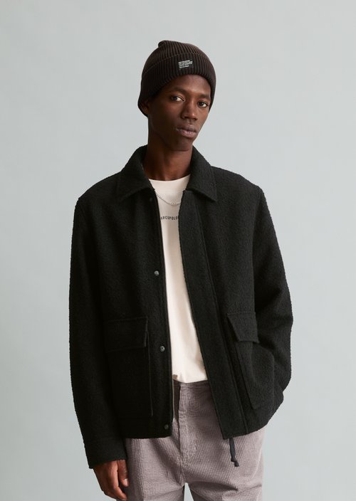 Regular-Fit Wool Jacket — Black