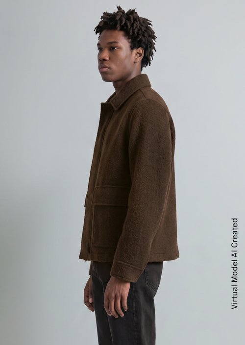 Regular-Fit Wool Jacket — Chocolate Fudge