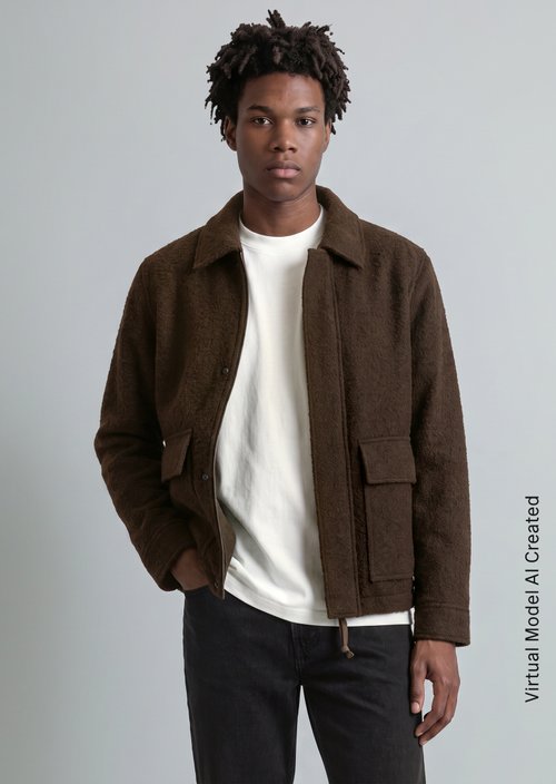 Regular-Fit Wool Jacket — Chocolate Fudge