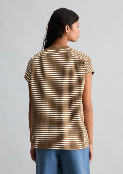 Relaxed striped T-shirt — Medium Brown