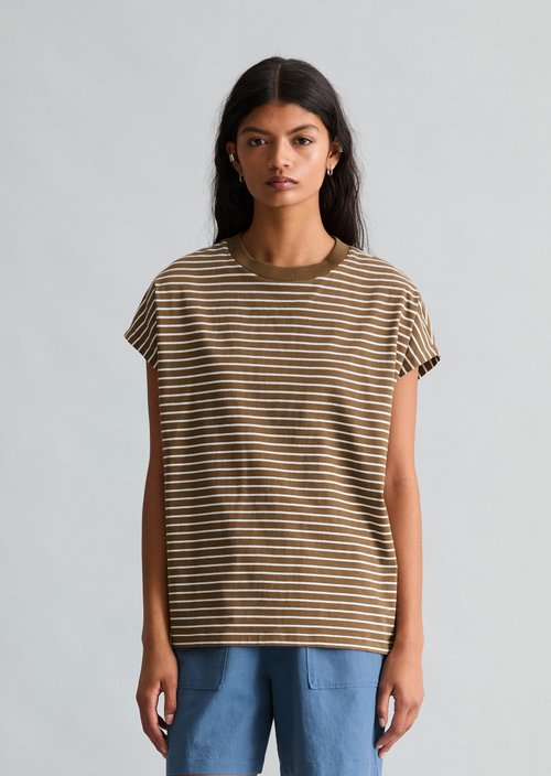 Relaxed striped T-shirt — Medium Brown