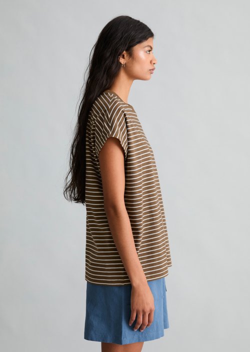 Relaxed striped T-shirt — Medium Brown