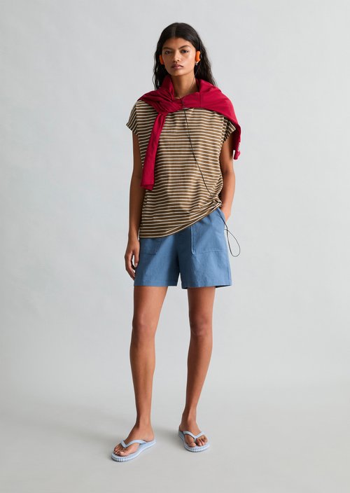 Relaxed striped T-shirt — Medium Brown