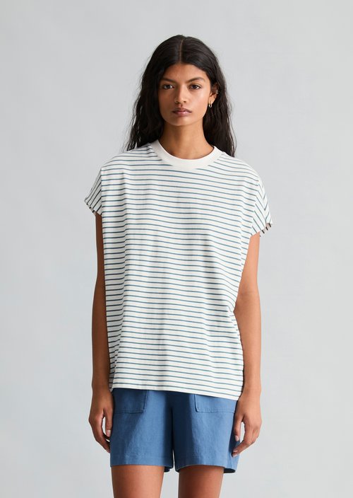 Relaxed striped T-shirt — Medium Blue
