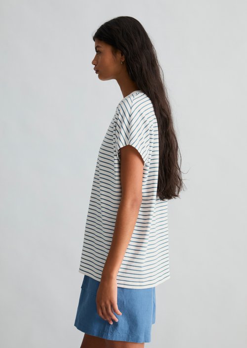 Relaxed striped T-shirt — Medium Blue