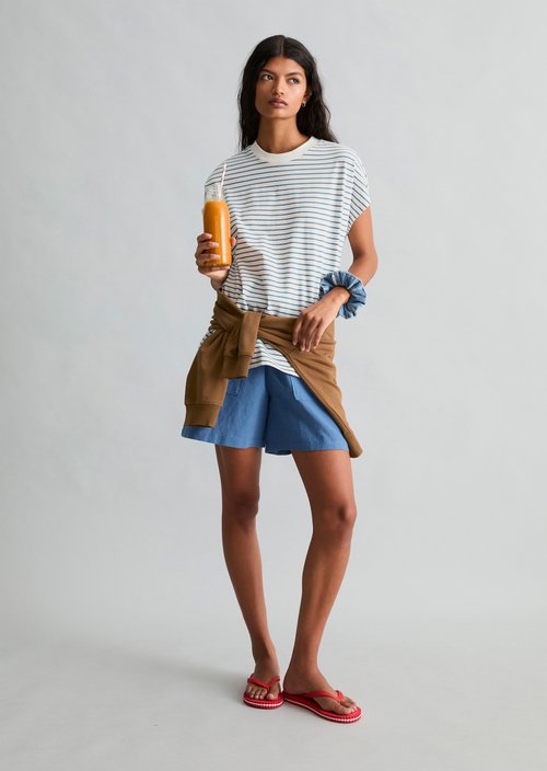 Relaxed striped T-shirt — Medium Blue