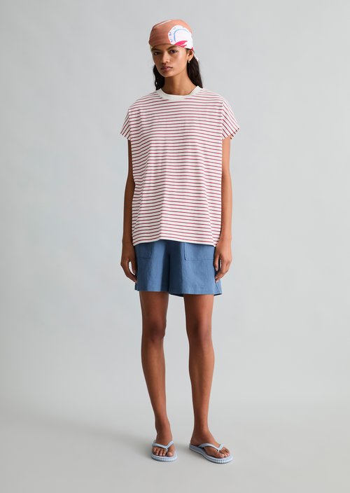 Relaxed striped T-shirt — Dark Red