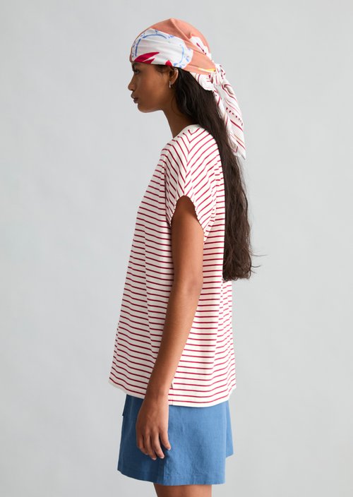 Relaxed striped T-shirt — Dark Red