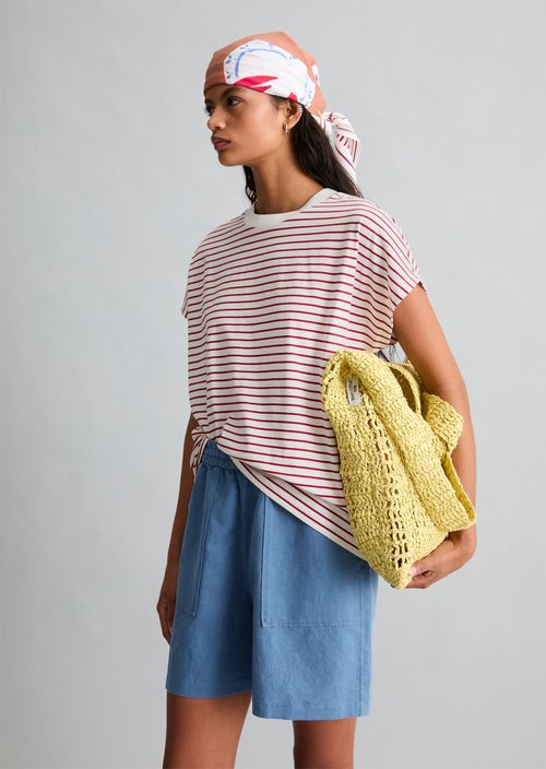 Relaxed striped T-shirt — Dark Red