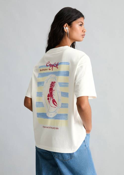 Logo T-shirt relaxed Offwhite in vooraanzicht
