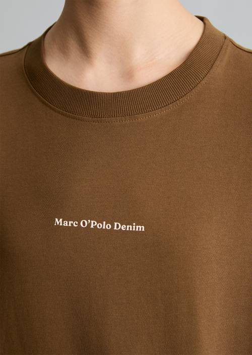 Logo T-shirt relaxed Umbra Brown in detailaanzicht