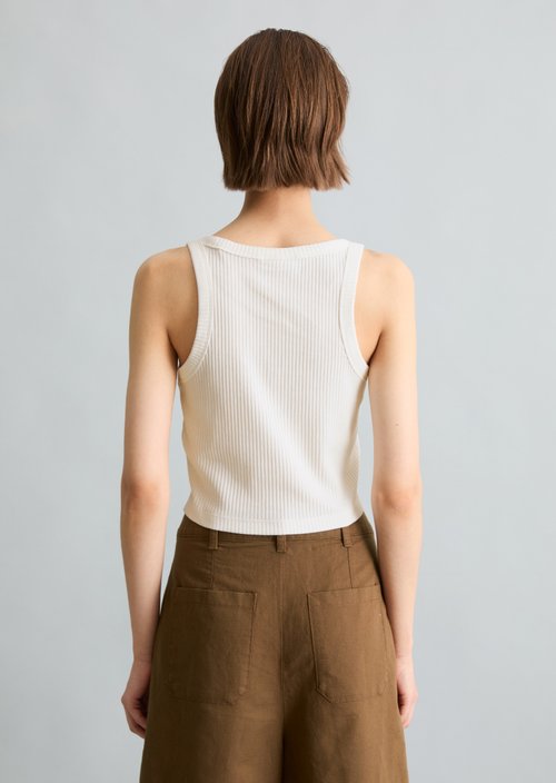 Ribbed top slim cropped — Silky White