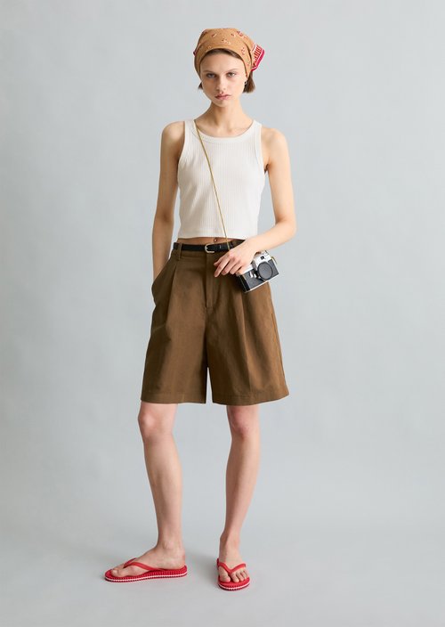 Ribbed top slim cropped — Silky White