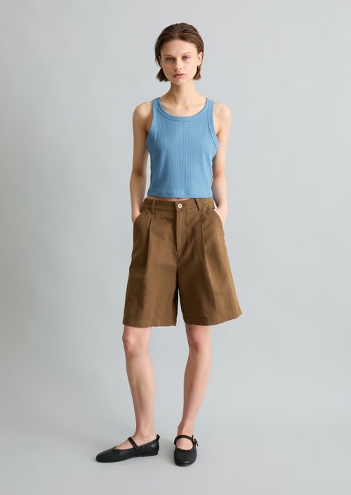 Ribbed top slim cropped — Azure Sky