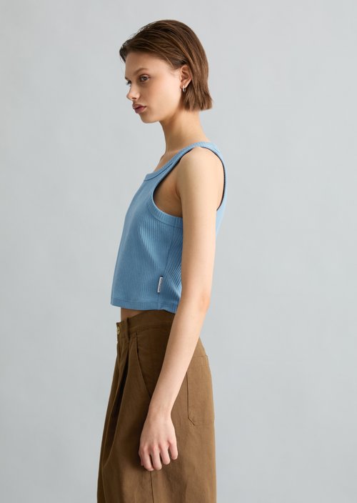 Ribbed top slim cropped — Azure Sky