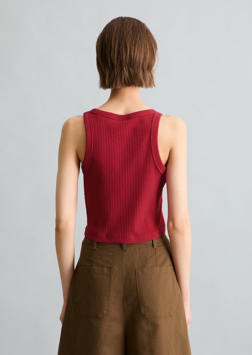 Ribbed top slim cropped — Vivid Cherry