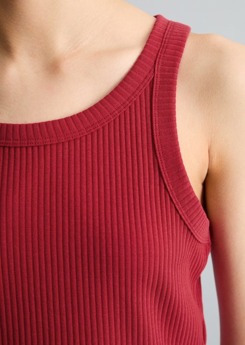 Ribbed top slim cropped — Vivid Cherry
