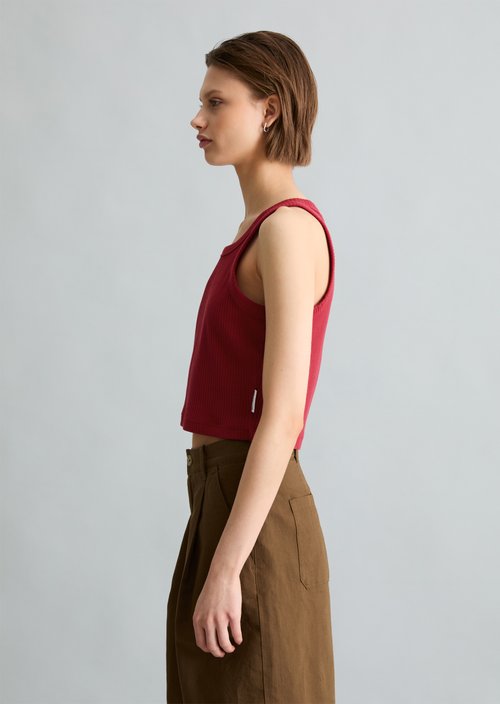 Ribbed top slim cropped — Vivid Cherry