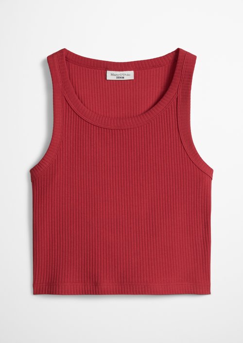 Ribbed top slim cropped — Vivid Cherry