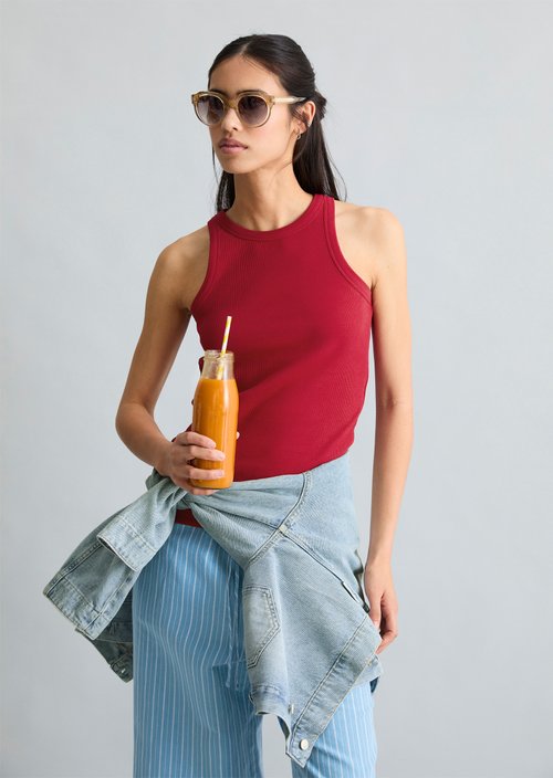 DfC ribbed top slim — Vivid Cherry