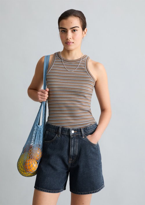 DfC ribbed top slim — Medium Brown
