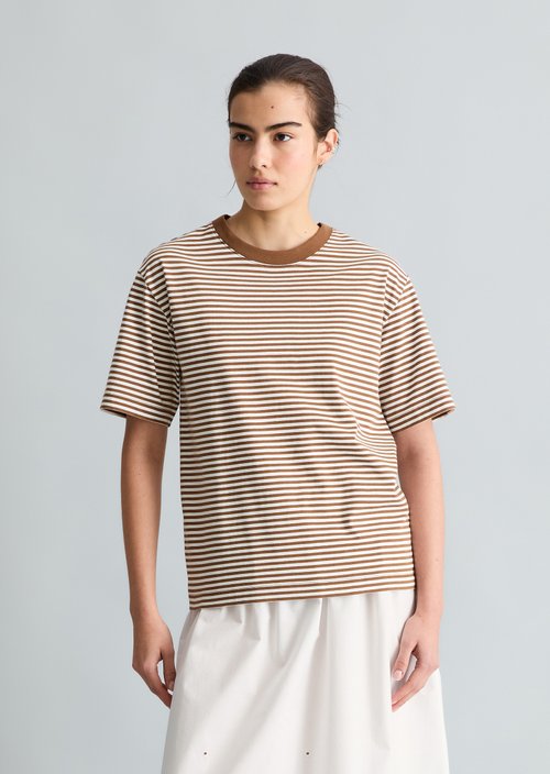 Regular striped T-shirt — Medium Brown