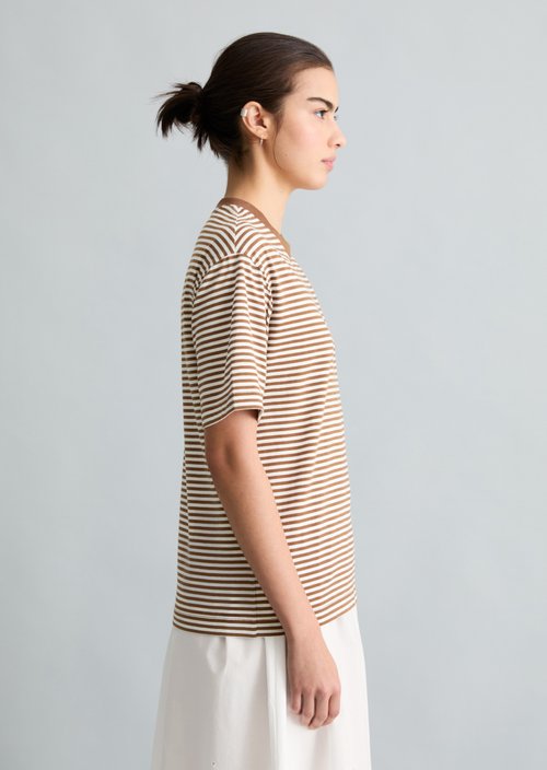 Regular striped T-shirt — Medium Brown