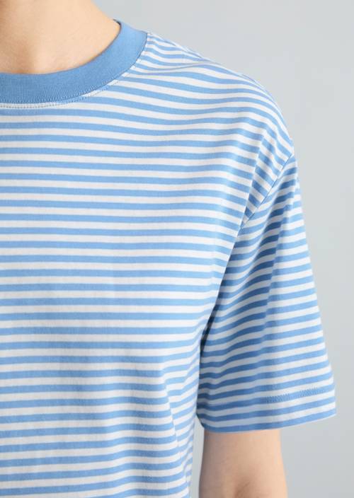 Maglietta regolare a righe Light Blue in vista dettagliata