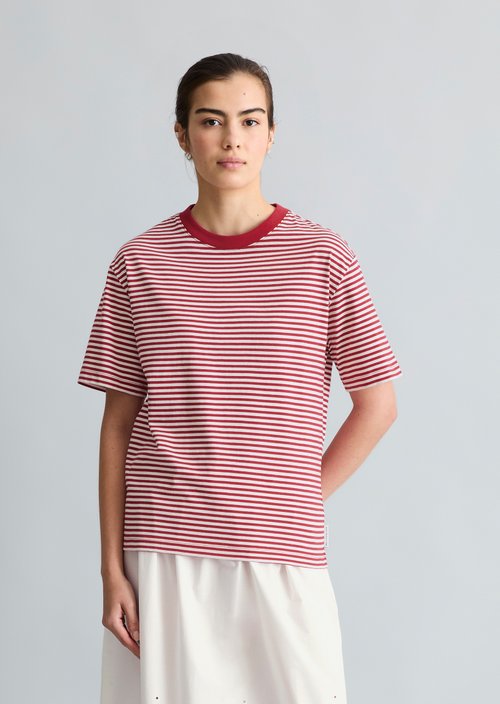 Regular striped T-shirt — Dark Red