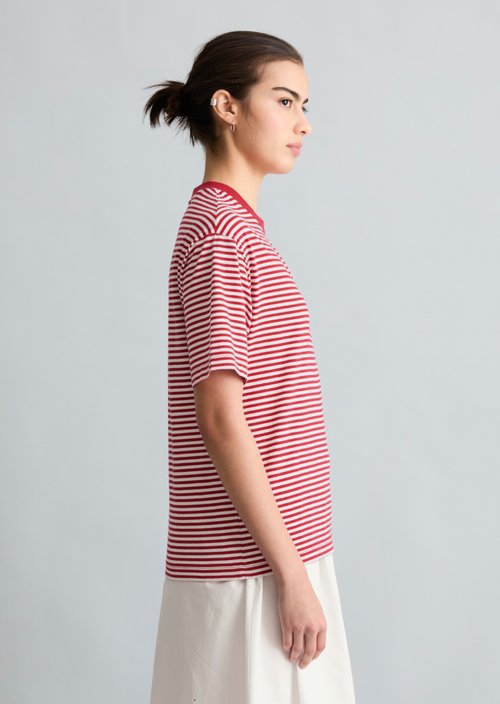 Regular striped T-shirt — Dark Red