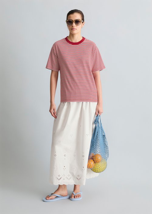 Regular striped T-shirt — Dark Red