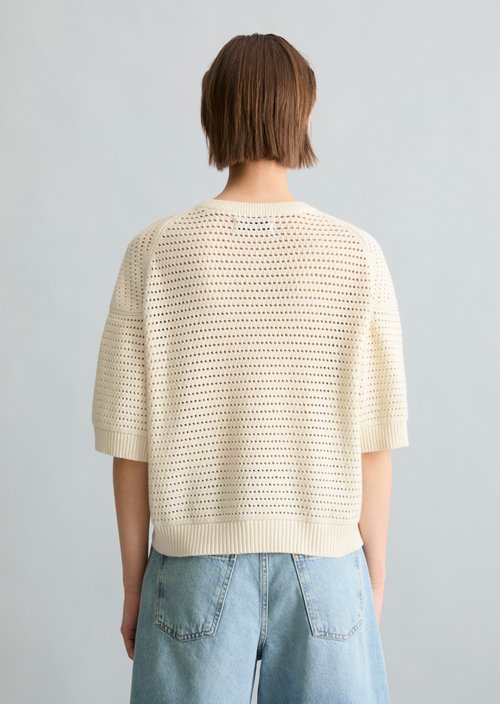 Relaxed short-sleeved sweater — Creamy White