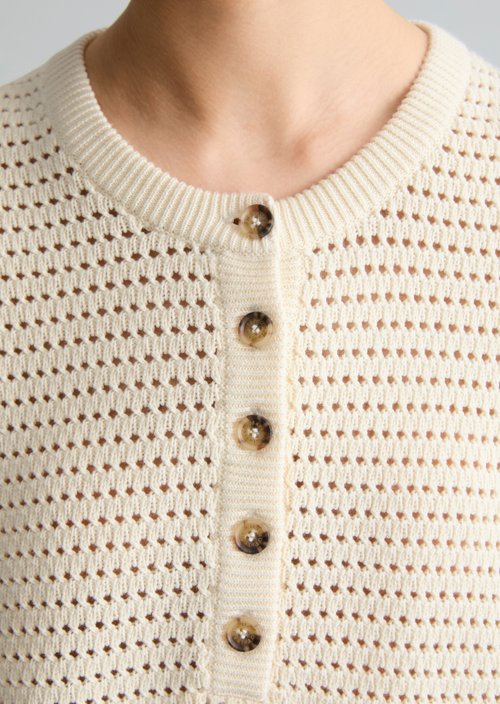 Relaxed short-sleeved sweater — Creamy White
