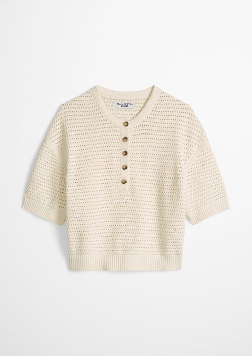 Relaxed short-sleeved sweater — Creamy White