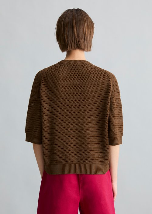 Relaxed short-sleeved sweater — Umbra Brown