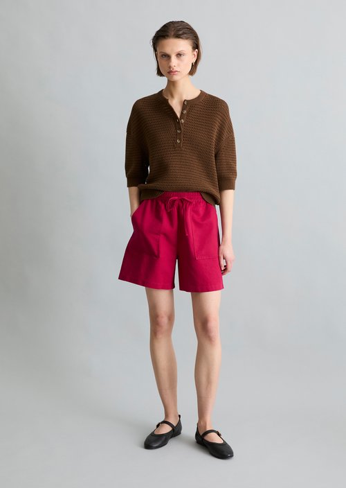 Relaxed short-sleeved sweater — Umbra Brown
