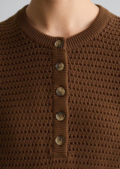 Relaxed short-sleeved sweater — Umbra Brown