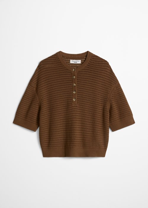Relaxed short-sleeved sweater — Umbra Brown