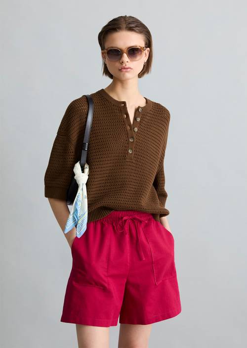 Jersey relajado de manga corta Umbra Brown en vista frontal