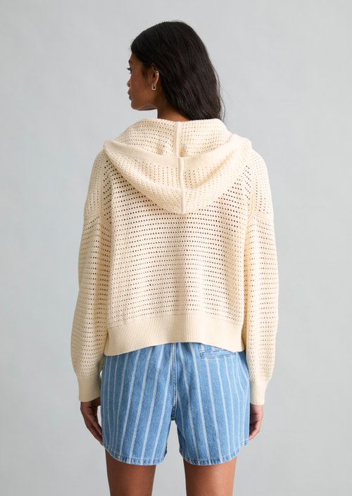Hooded cardigan loose — Creamy White