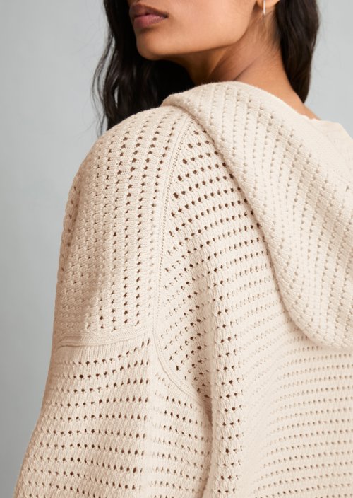 Hooded cardigan loose — Creamy White