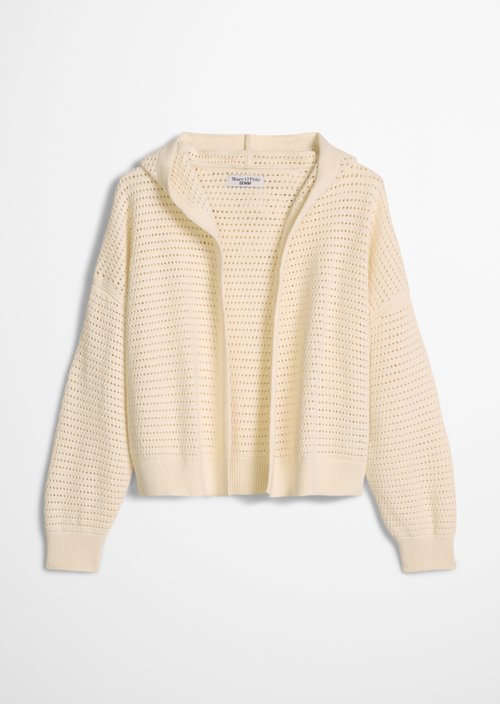 Hooded cardigan loose — Creamy White