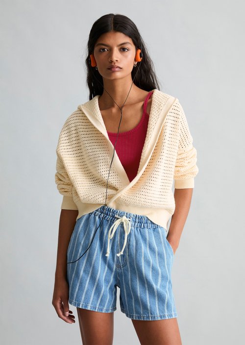Hooded cardigan loose — Creamy White